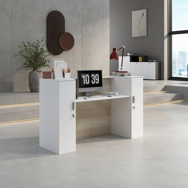 Comptoir de réception Timechee avec étagère de rangement réglable