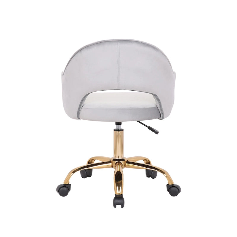 Chaise de bureau pivotante en velours Porthos Home Camron, pieds chromés dorés