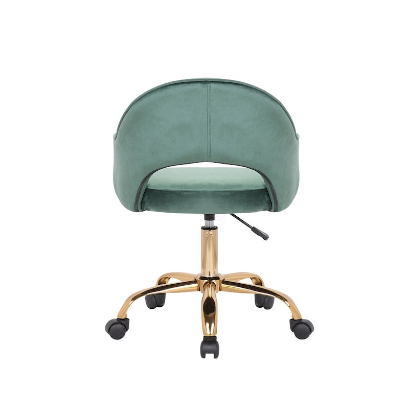 Chaise de bureau pivotante en velours Porthos Home Camron, pieds chromés dorés