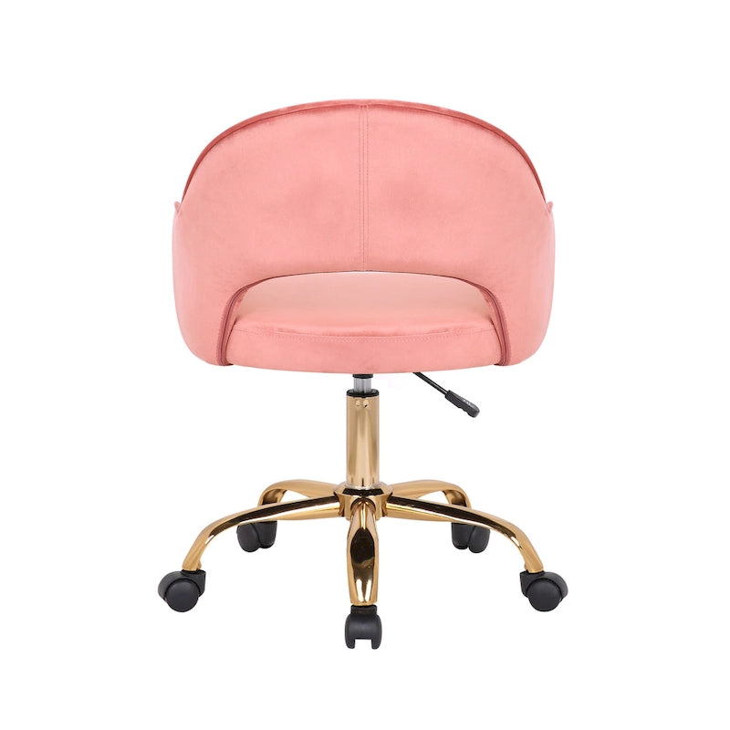 Chaise de bureau pivotante en velours Porthos Home Camron, pieds chromés dorés