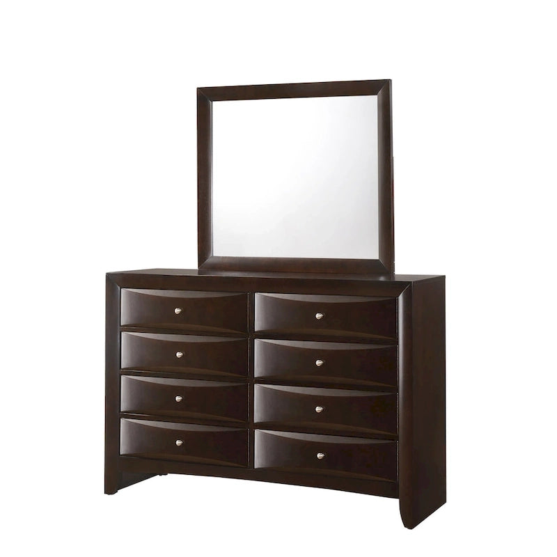 Ensemble de chambre à coucher Priscella 6 pièces en merisier foncé avec plateforme de rangement