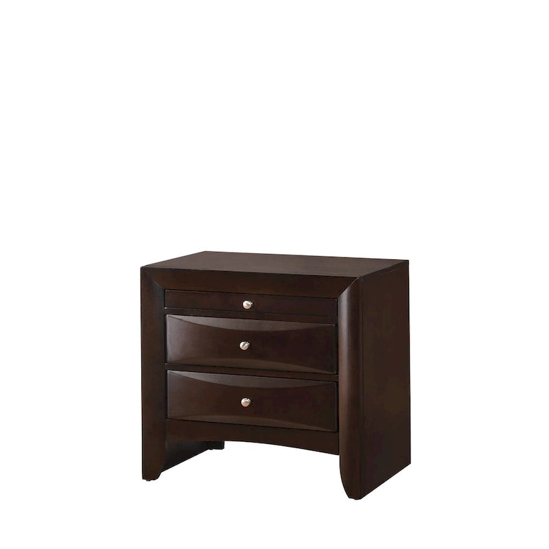 Ensemble de chambre à coucher Priscella 6 pièces en merisier foncé avec plateforme de rangement