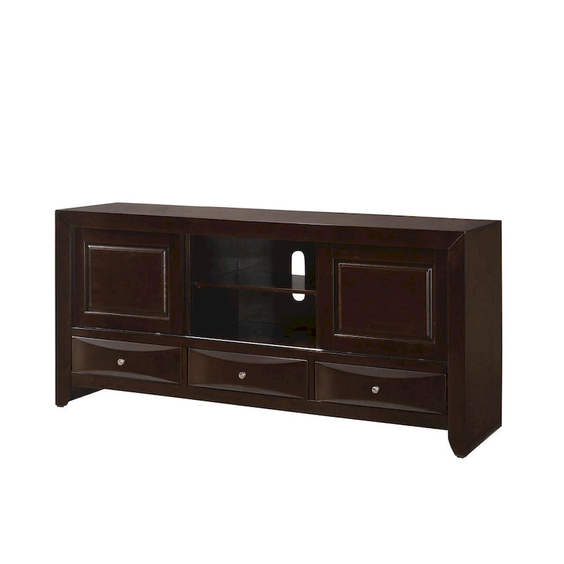 Ensemble de chambre à coucher Priscella 6 pièces en merisier foncé avec plateforme de rangement