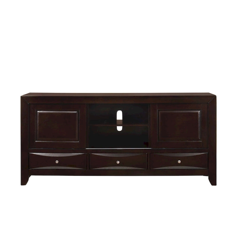Ensemble de chambre à coucher Priscella 6 pièces en merisier foncé avec plateforme de rangement