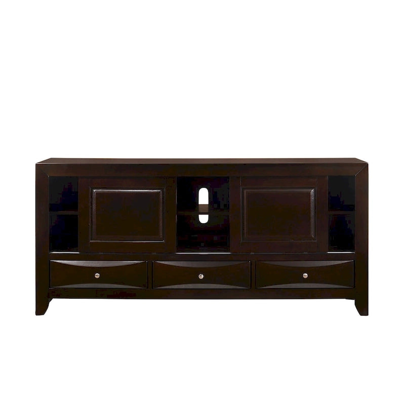 Ensemble de chambre à coucher Priscella 6 pièces en merisier foncé avec plateforme de rangement