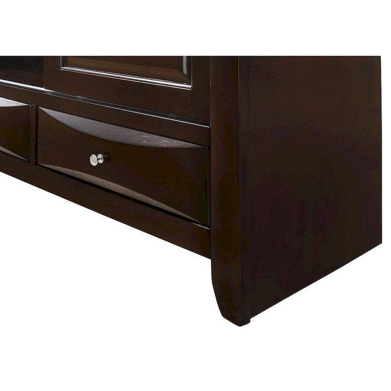 Ensemble de chambre à coucher Priscella 6 pièces en merisier foncé avec plateforme de rangement