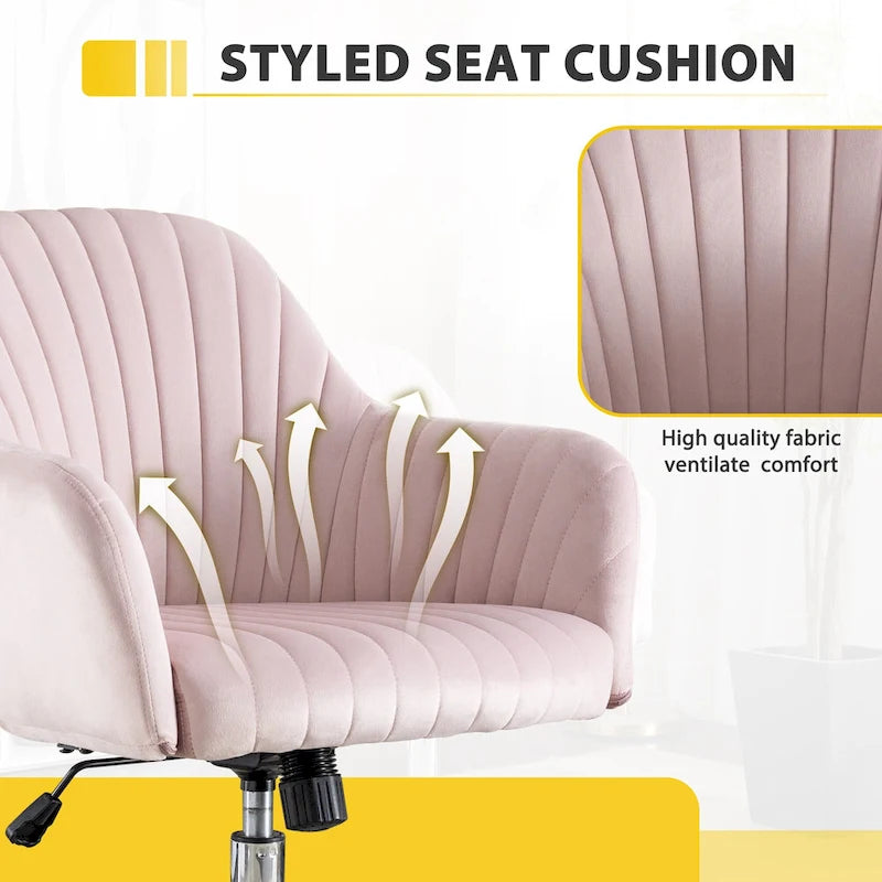 Chaise de bureau moderne en velours avec hauteur réglable et roulettes