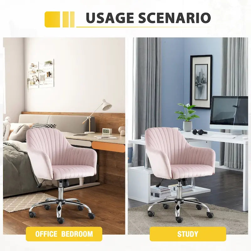 Chaise de bureau moderne en velours avec hauteur réglable et roulettes