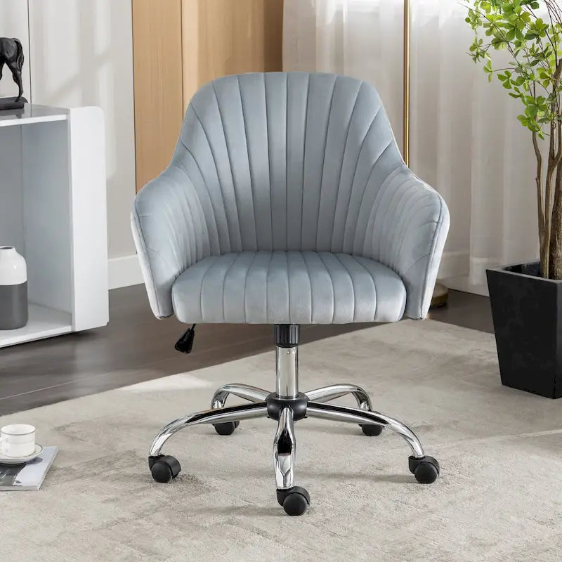 Chaise de bureau moderne en velours avec hauteur réglable et roulettes