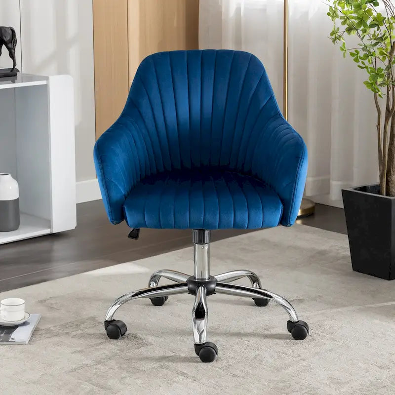 Chaise de bureau moderne en velours avec hauteur réglable et roulettes