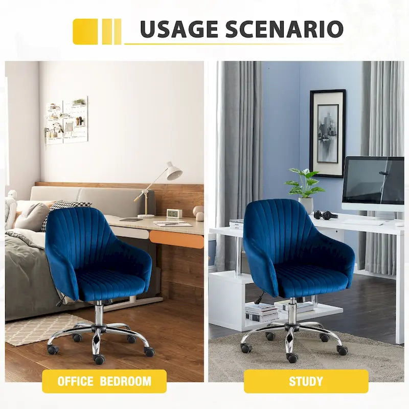 Chaise de bureau moderne en velours avec hauteur réglable et roulettes
