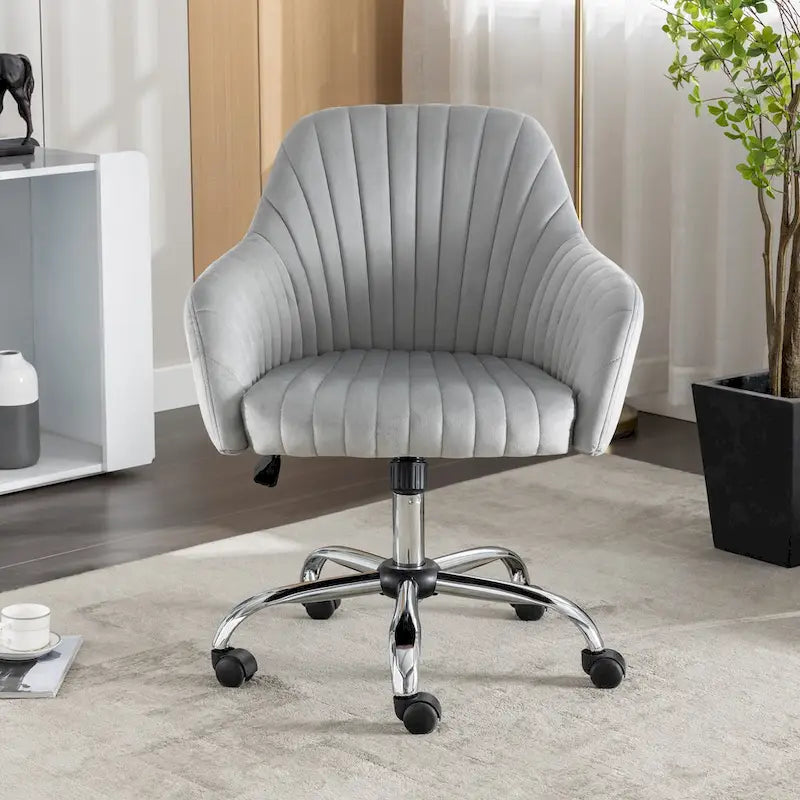 Chaise de bureau moderne en velours avec hauteur réglable et roulettes