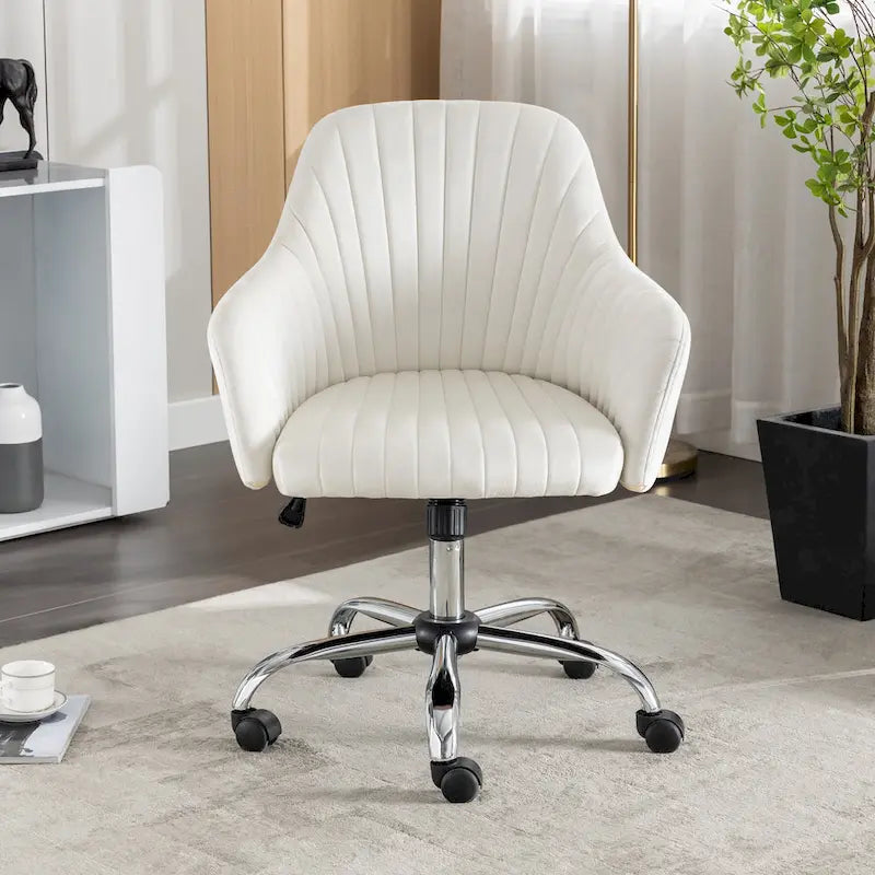 Chaise de bureau moderne en velours avec hauteur réglable et roulettes