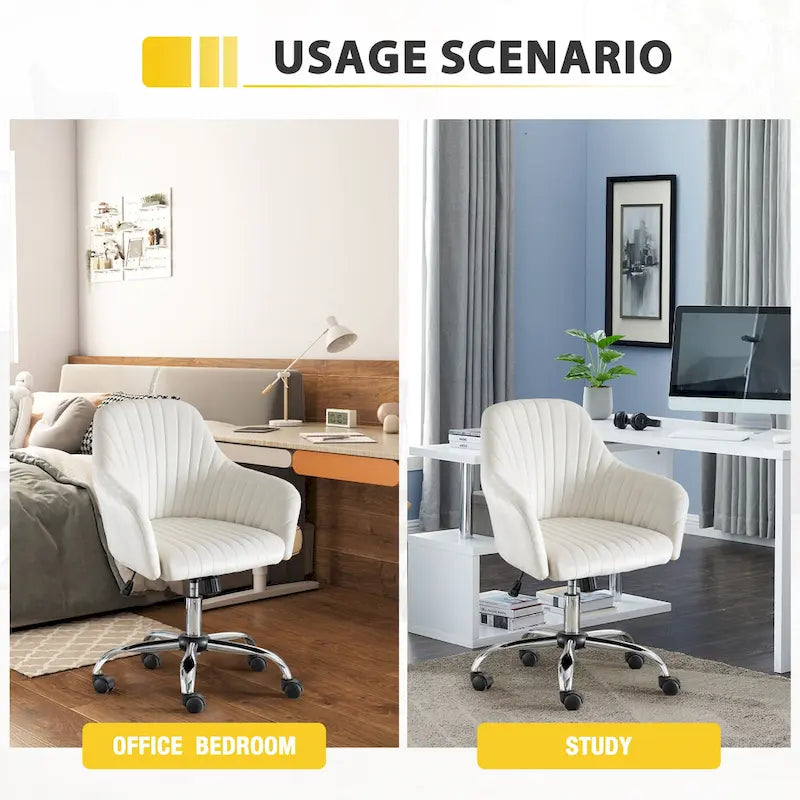 Chaise de bureau moderne en velours avec hauteur réglable et roulettes