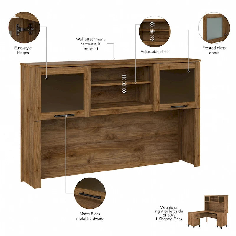 Bureau d'angle en L 60" Bush Furniture Somerset avec huche de rangement