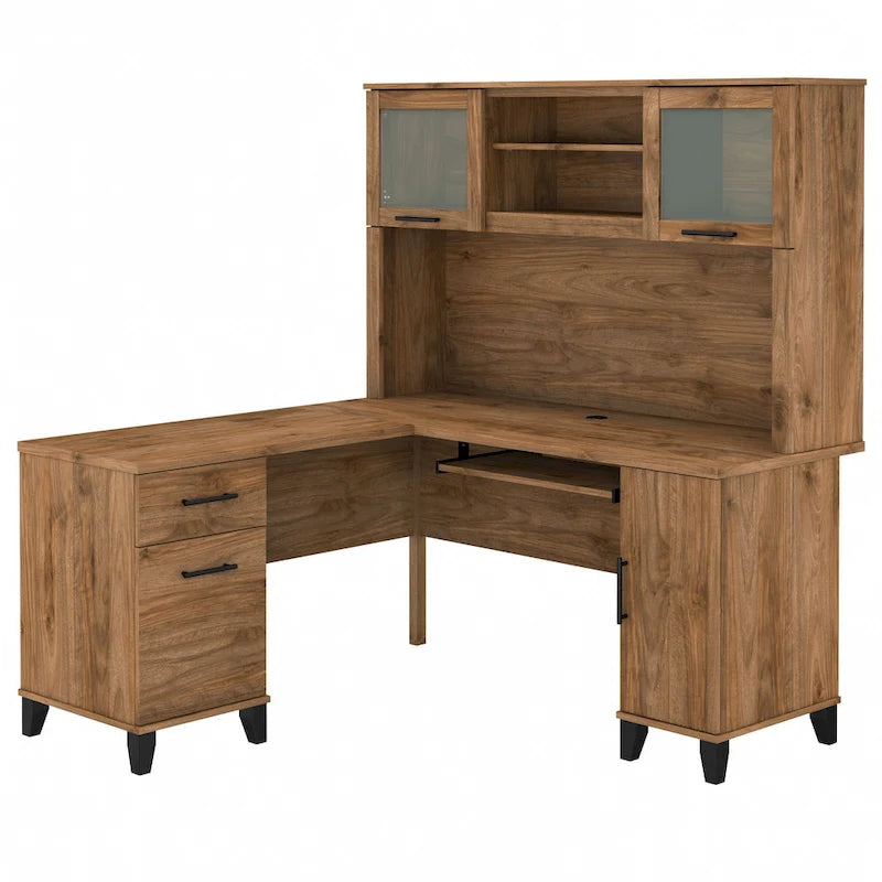 Bureau d'angle en L 60" Bush Furniture Somerset avec huche de rangement