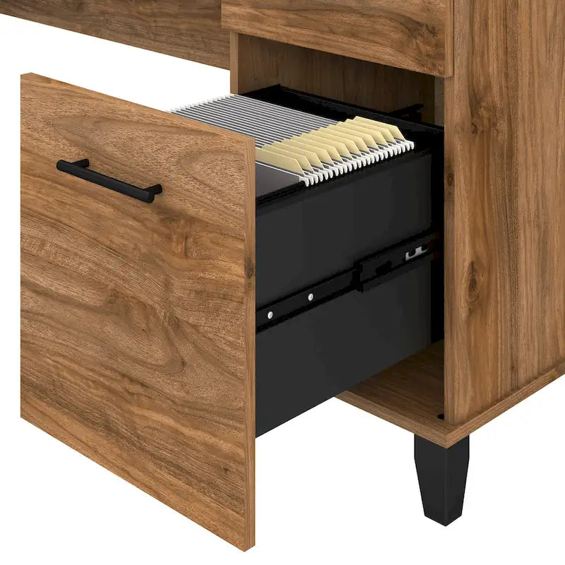 Bureau d'angle en L 60" Bush Furniture Somerset avec huche de rangement