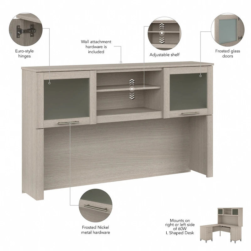 Bureau d'angle en L 60" Bush Furniture Somerset avec huche de rangement