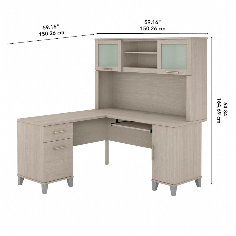 Bureau d'angle en L 60" Bush Furniture Somerset avec huche de rangement