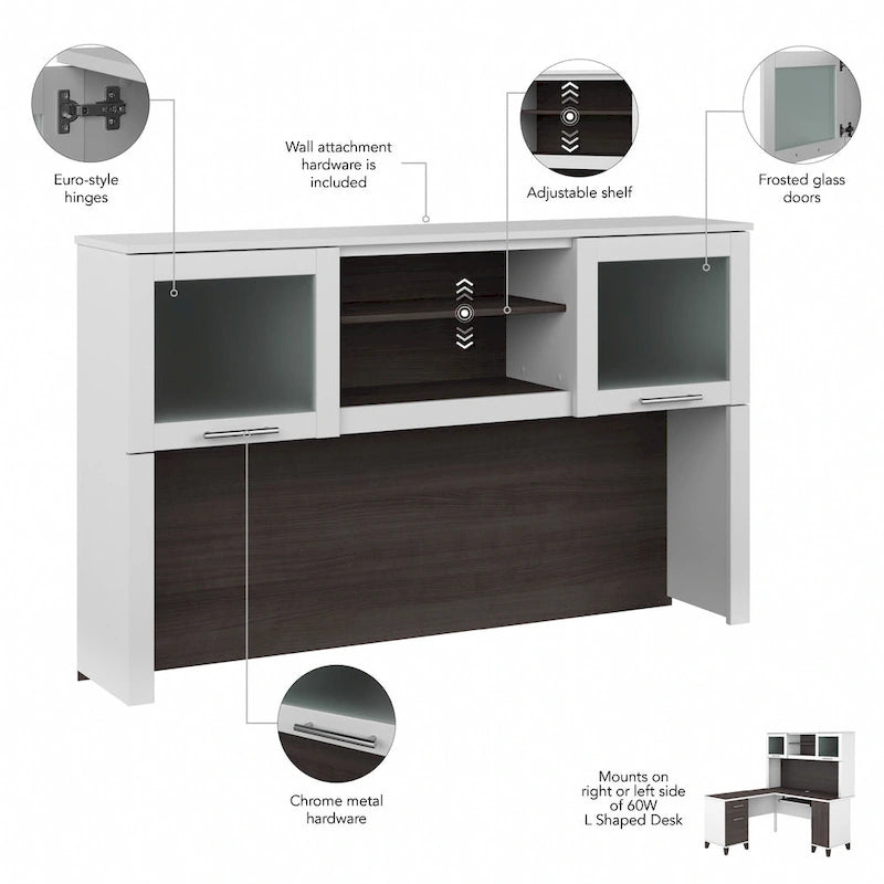 Bureau d'angle en L 60" Bush Furniture Somerset avec huche de rangement