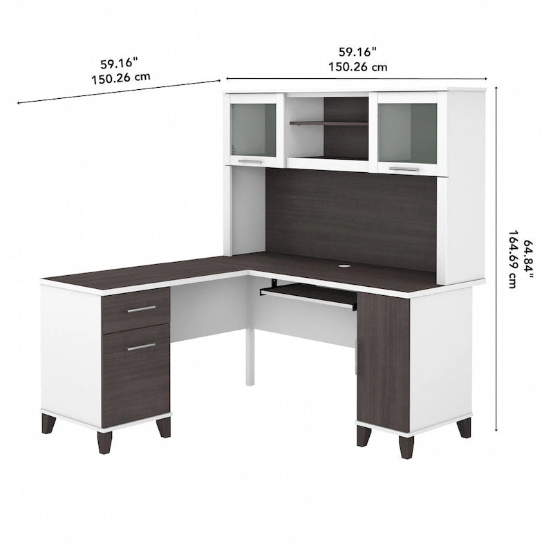 Bureau d'angle en L 60" Bush Furniture Somerset avec huche de rangement