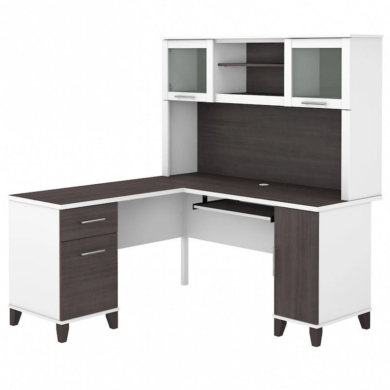 Bureau d'angle en L 60" Bush Furniture Somerset avec huche de rangement