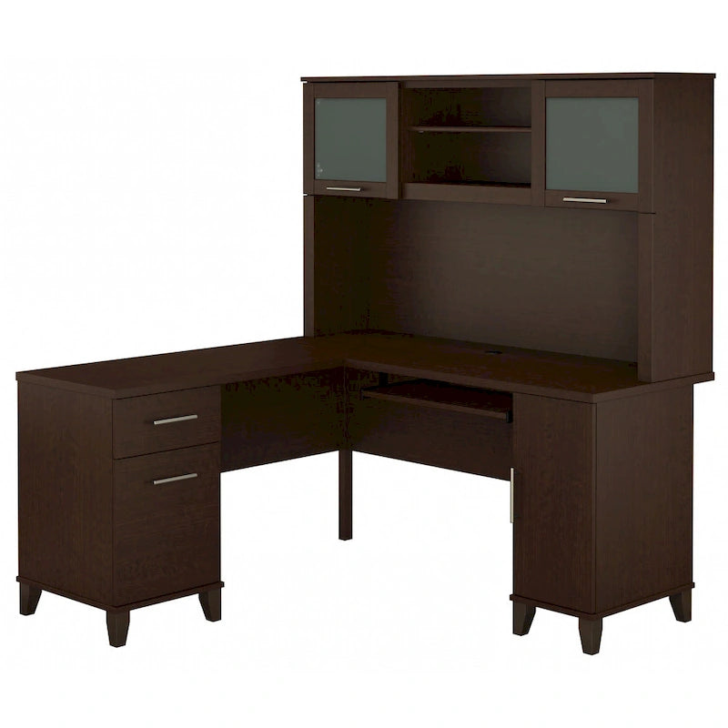 Bureau d'angle en L 60" Bush Furniture Somerset avec huche de rangement
