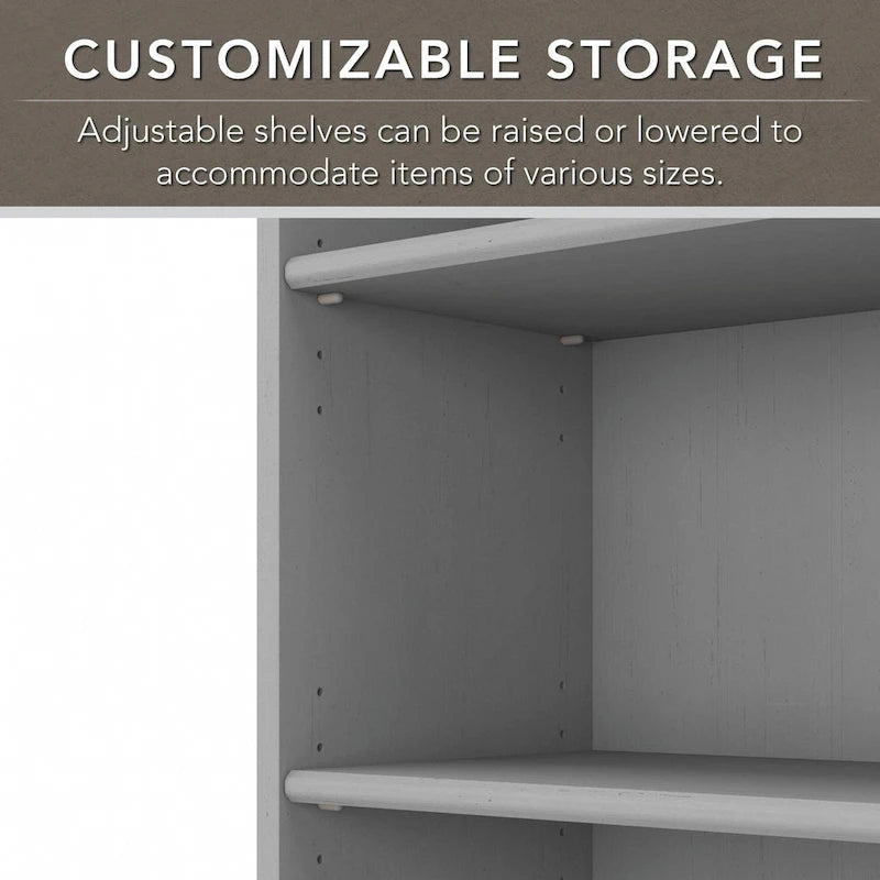 Bureau d'angle en L 60 W Fairview avec huche et bibliothèque de Bush Furniture