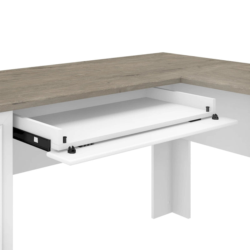 Bureau d'angle en L 60 W Fairview avec huche et bibliothèque de Bush Furniture