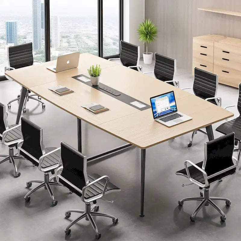 Moasis 6FT/8FT Conference Table Boat Shaped Meeting Table with Rectangle Grommet