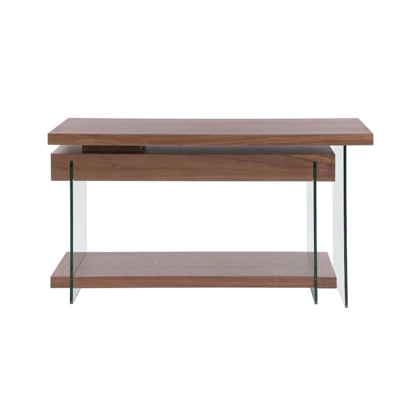 Bureau en bois rotatif en verre et placage de noyer Somette