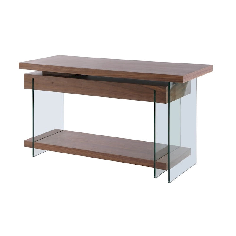 Bureau en bois rotatif en verre et placage de noyer Somette