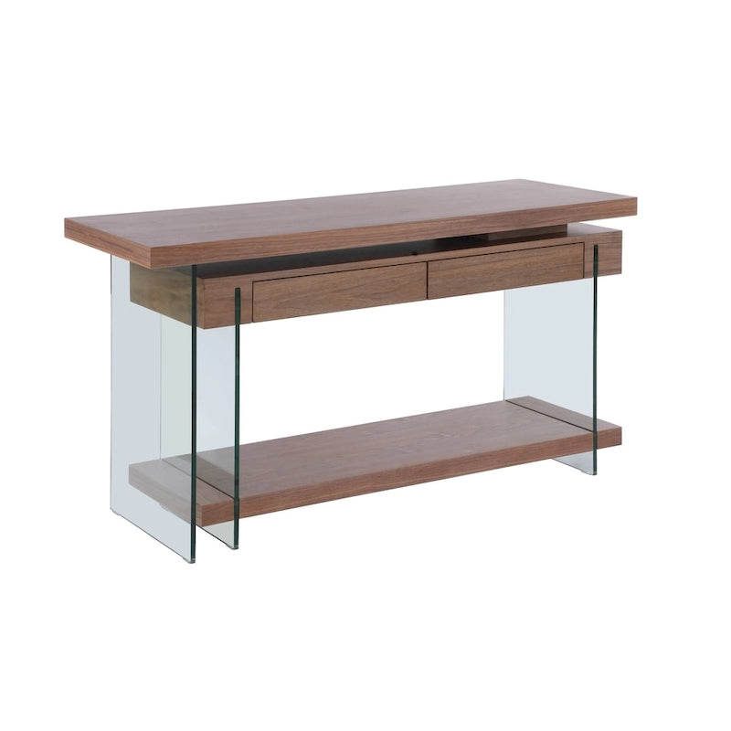 Bureau en bois rotatif en verre et placage de noyer Somette