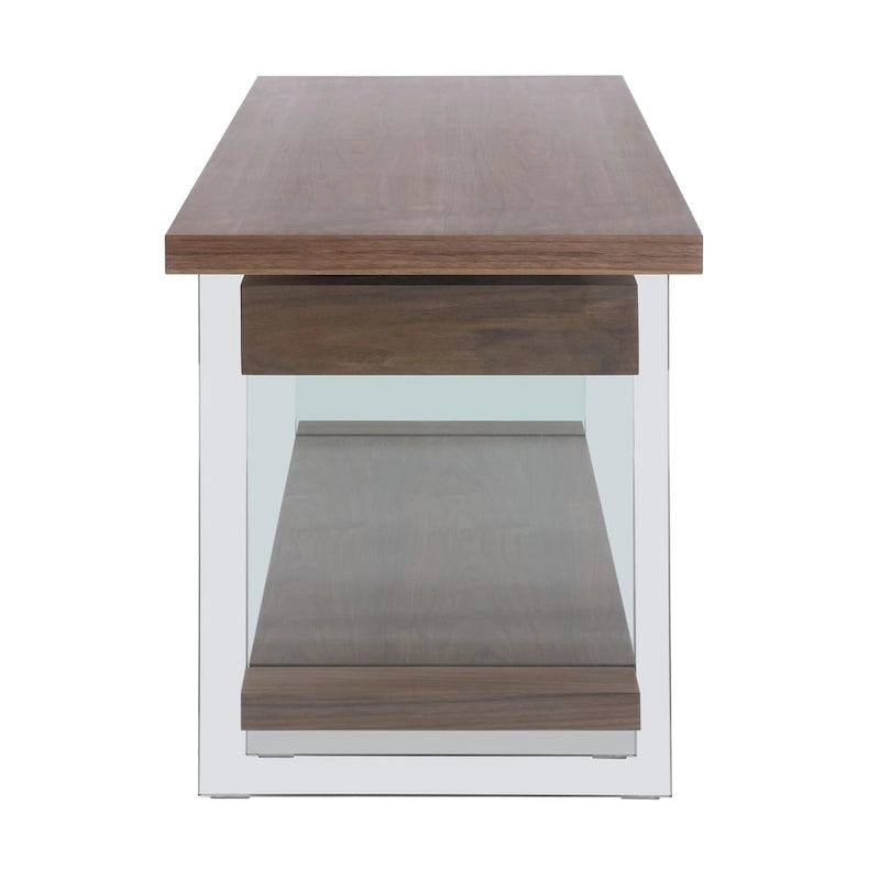 Bureau en bois rotatif en verre et placage de noyer Somette