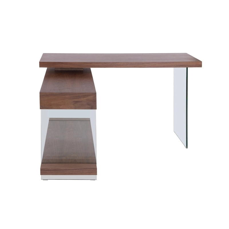 Bureau en bois rotatif en verre et placage de noyer Somette