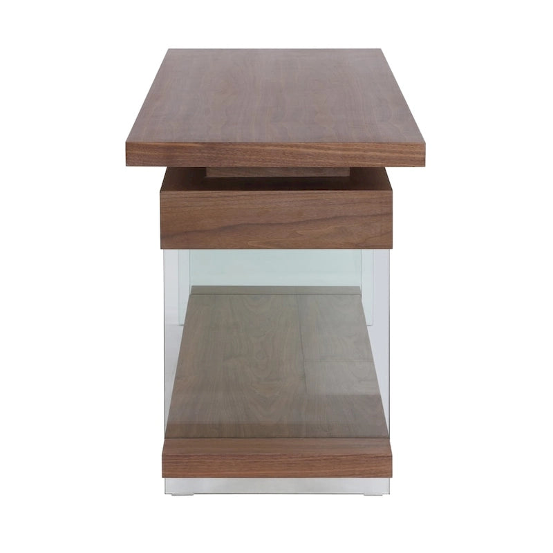 Bureau en bois rotatif en verre et placage de noyer Somette