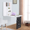 HOMCOM Wall Mounted Foldable Desk: Blackboard, Book Storage - Space Saving