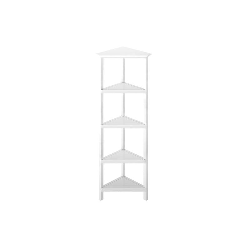Bibliothèque d'angle haute en bois Edenton avec 4 étagères, blanc
