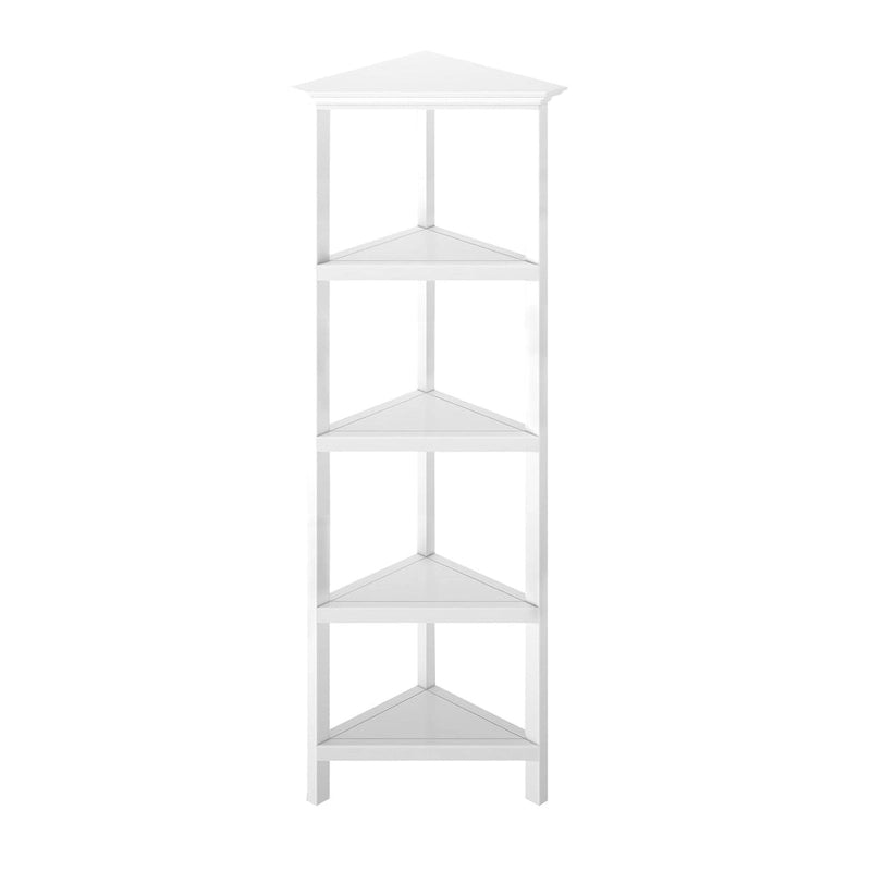 Bibliothèque d'angle haute en bois Edenton avec 4 étagères, blanc