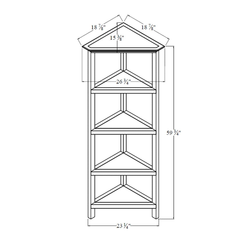 Bibliothèque d'angle haute en bois Edenton avec 4 étagères, blanc