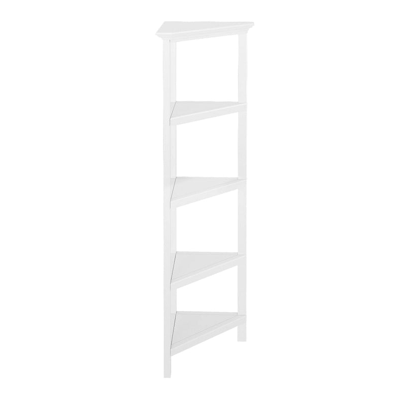Bibliothèque d'angle haute en bois Edenton avec 4 étagères, blanc