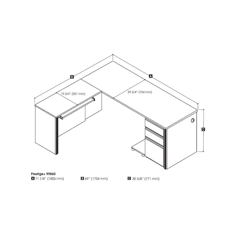 Bureau en L Prestige Bestar