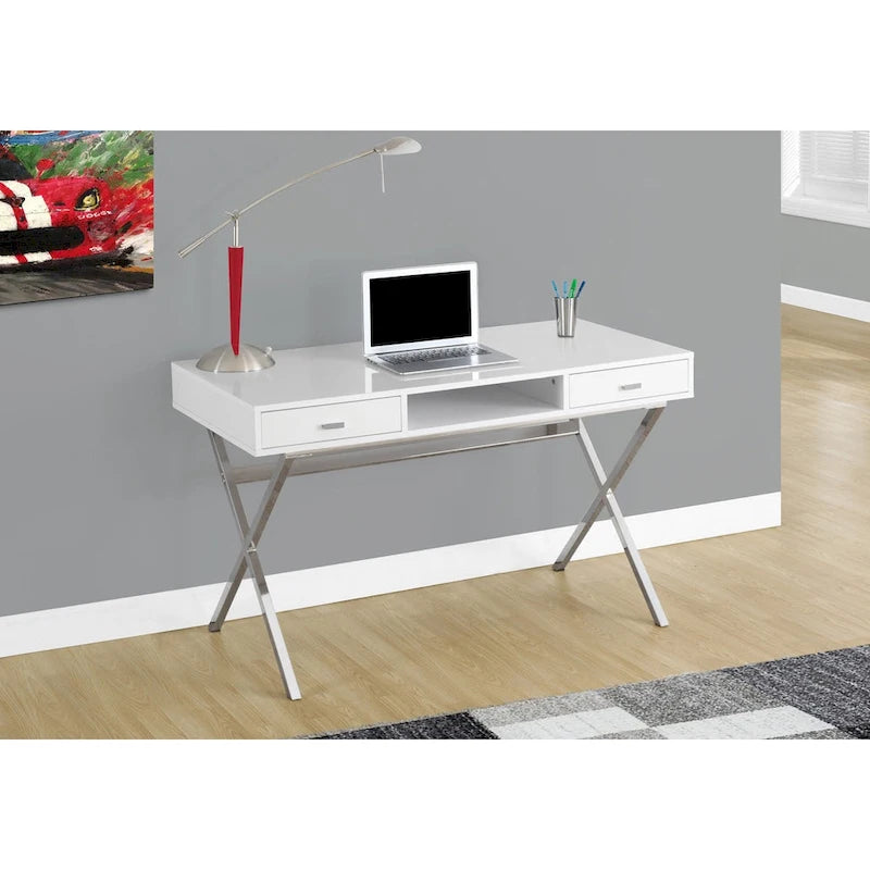 Monarch Specialties 48 Desk with Drawers and Open Shelf