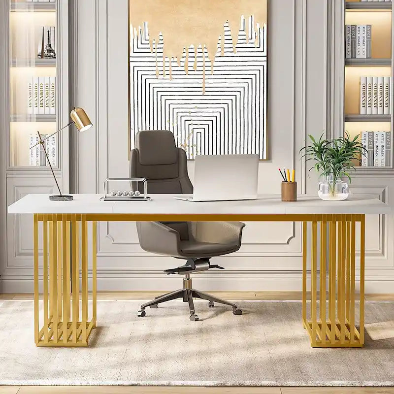 70.9 Bureau moderne, bureau d'ordinateur en bois grand bureau de direction