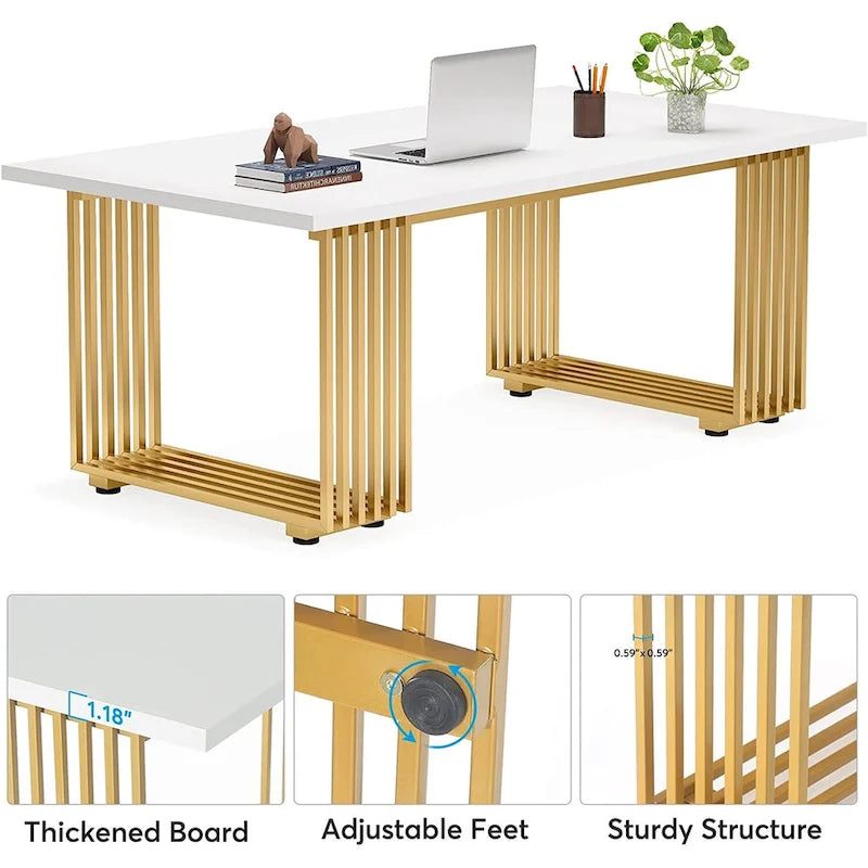 70.9 Bureau moderne, bureau d'ordinateur en bois grand bureau de direction