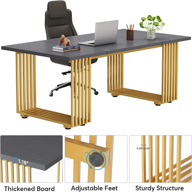 70.9 Bureau moderne, bureau d'ordinateur en bois grand bureau de direction