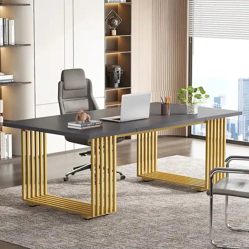 70.9 Bureau moderne, bureau d'ordinateur en bois grand bureau de direction