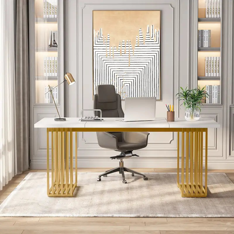 70.9 Bureau moderne, bureau d'ordinateur en bois grand bureau de direction