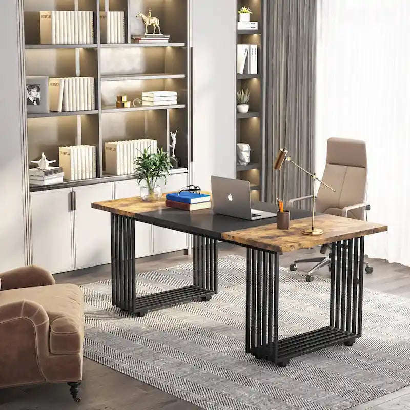 70.9 Bureau moderne, bureau d'ordinateur en bois grand bureau de direction