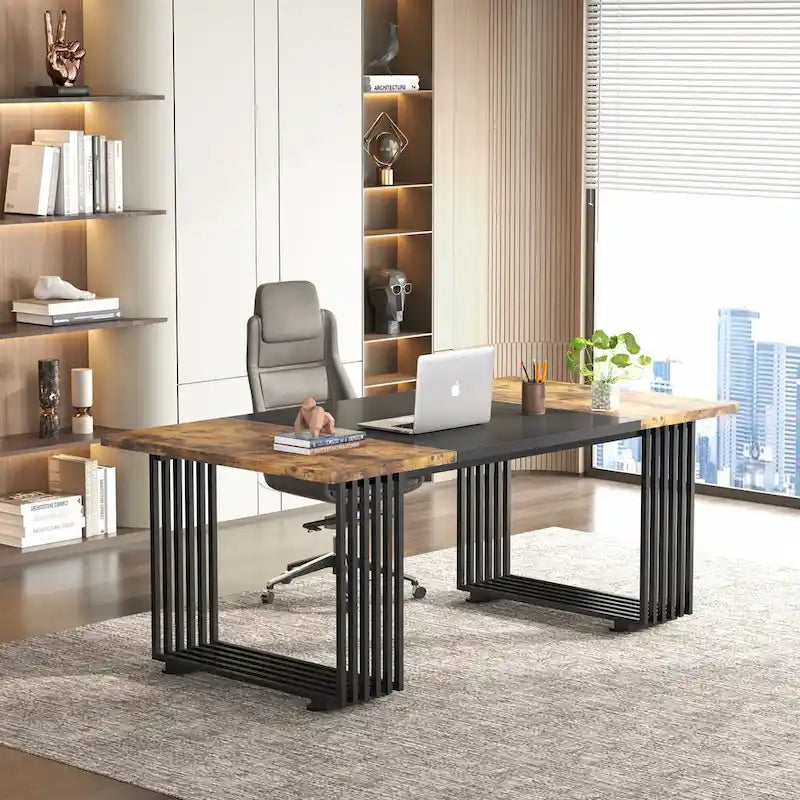 70.9 Bureau moderne, bureau d'ordinateur en bois grand bureau de direction
